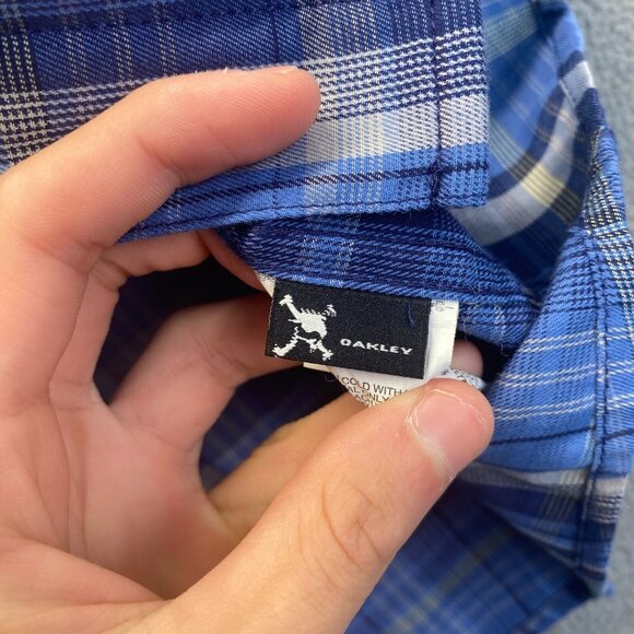 Oakley Dress Shirt‎ Mens Size XLarge Blue Striped Long Sleeve Pockets - Picture 10 of 13